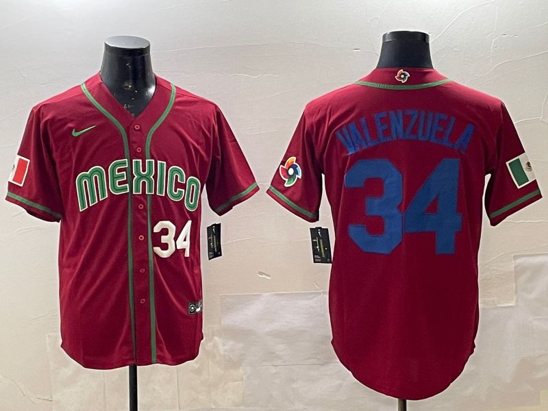 Men 2025 World Cub Mexico #34 Valenzuela Red Nike MLB Jersey style 8